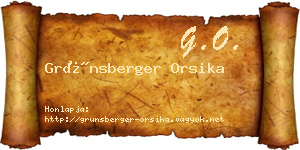 Grünsberger Orsika névjegykártya